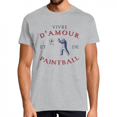 T-SHIRT VIVRE D'AMOUR ET DE PAINTBALL POUR HOMME