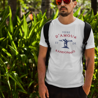 T-SHIRT VIVRE D'AMOUR ET DE RANDONNÉE POUR HOMME