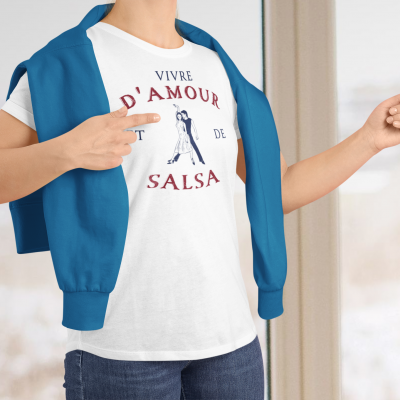 T-SHIRT VIVRE D'AMOUR ET DE SALSA POUR HOMME