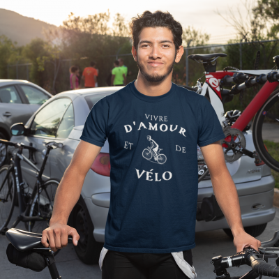 T-SHIRT VIVRE D'AMOUR ET DE VÉLO POUR HOMME