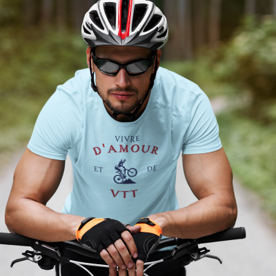 T-SHIRT VIVRE D'AMOUR ET DE VTT POUR HOMME