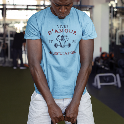 T-SHIRT VIVRE D'AMOUR ET DE MUSCULATION POUR HOMME