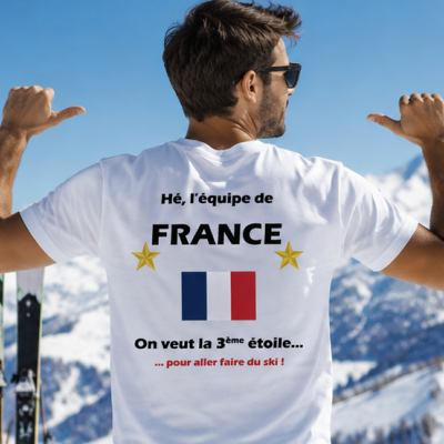 T-shirt Homme France - La 3ème étoile pour aller faire du ski !