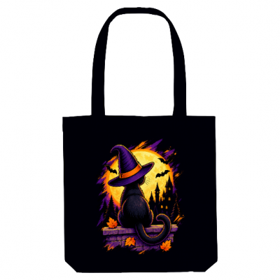 Tote bag Halloween Witch Cat Moon – Chat noir sorcière
