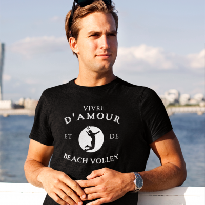 T-SHIRT VIVRE D'AMOUR ET DE BEACH VOLLEY POUR HOMME