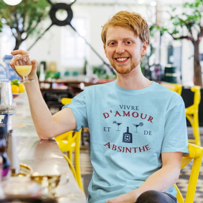 T-SHIRT VIVRE D'AMOUR ET D'ABSINTHE POUR HOMME