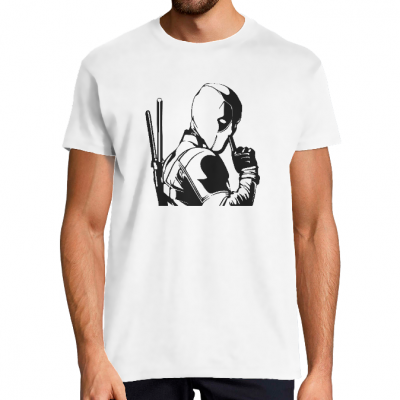 T-SHIRT DEADPOOL BLACK AND WHITE HOMME