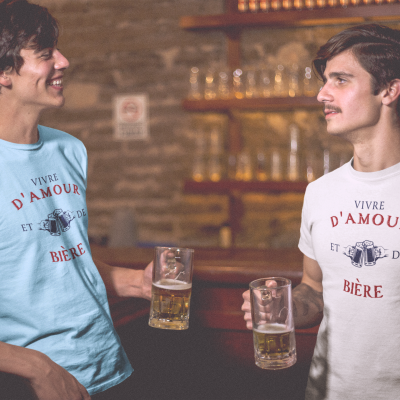 T-SHIRT VIVRE D'AMOUR ET DE BIÈRE POUR HOMME