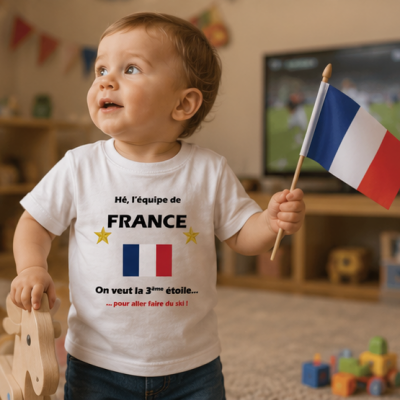 T-shirt Bébé France - La 3ème étoile pour aller faire du ski !