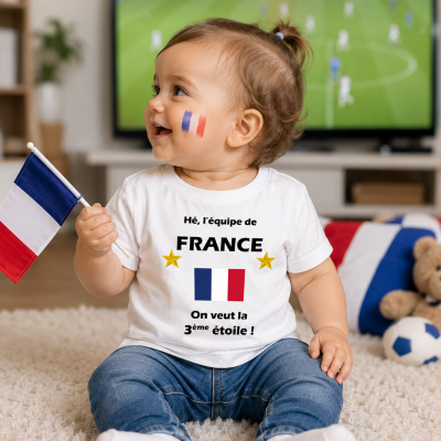 T-shirt Bébé France - On veut la 3ème étoile !