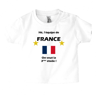 T-shirt Bébé France - On veut la 3ème étoile !
