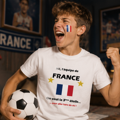 T-shirt Enfant France - La 3ème étoile pour aller faire du ski !