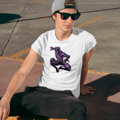 T-SHIRT PURPLE BLACK PANTHER HOMME