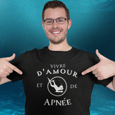 T-SHIRT VIVRE D'AMOUR ET D'APNÉE POUR HOMME