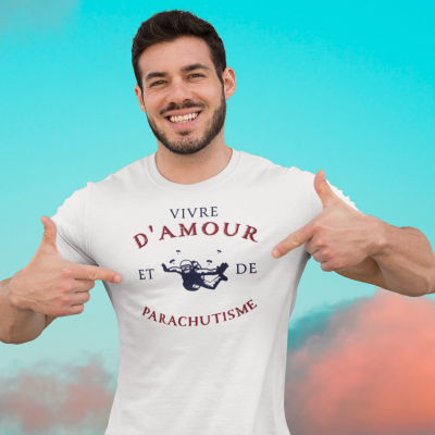 T-SHIRT VIVRE D'AMOUR ET DE PARACHUTISME POUR HOMME