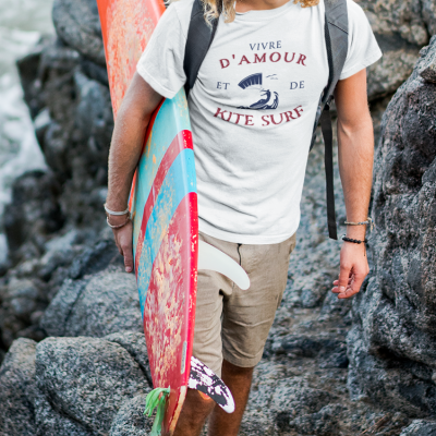 T-SHIRT VIVRE D'AMOUR ET DE KITE SURF POUR HOMME