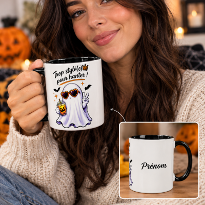 Mug Halloween Trop stylée pour hanter – Fantôme à personnaliser