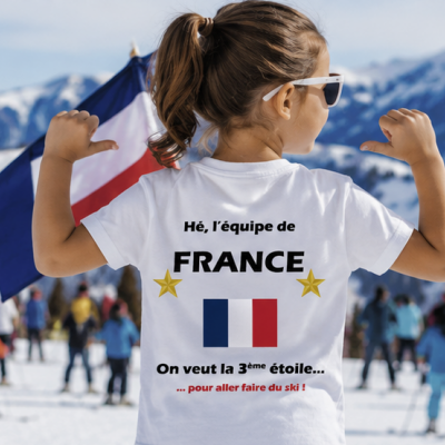 T-shirt Enfant France - La 3ème étoile pour aller faire du ski !