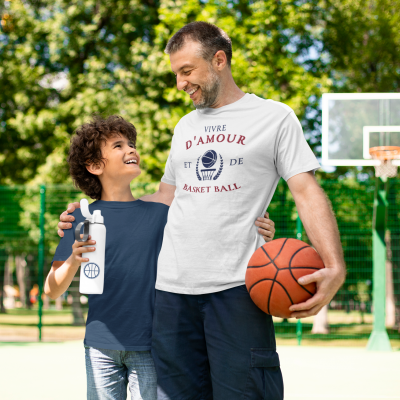 T-SHIRT VIVRE D'AMOUR ET DE BASKET BALL POUR HOMME