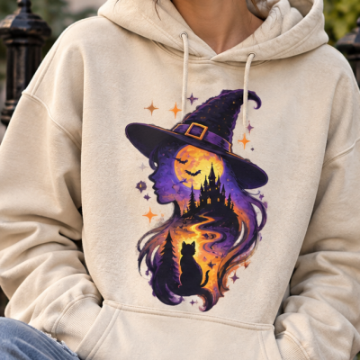 Sweat Halloween Witchy Cat – Chat noir sorcière