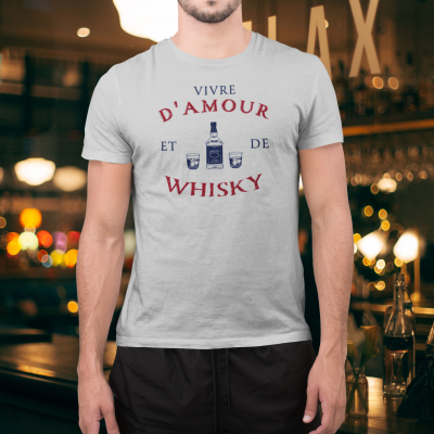 T-SHIRT VIVRE D'AMOUR ET DE WHISKY POUR HOMME