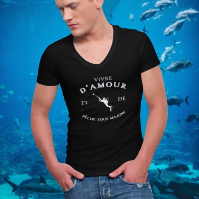 T-SHIRT VIVRE D'AMOUR ET DE PÊCHE SOUS MARINE POUR HOMME