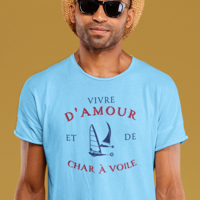 T-SHIRT VIVRE D'AMOUR ET DE CHAR À VOILE POUR HOMME