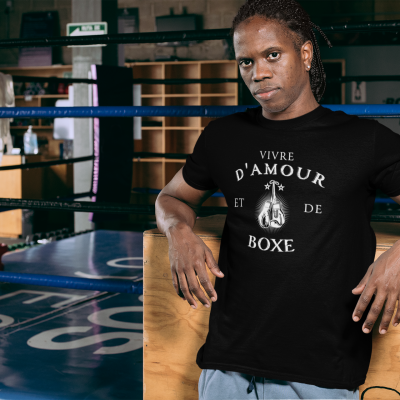 T-SHIRT VIVRE D'AMOUR ET DE BOXE POUR HOMME