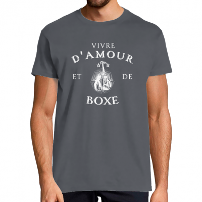 T-SHIRT VIVRE D'AMOUR ET DE BOXE POUR HOMME