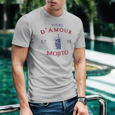T-SHIRT VIVRE D'AMOUR ET DE MOJITO POUR HOMME