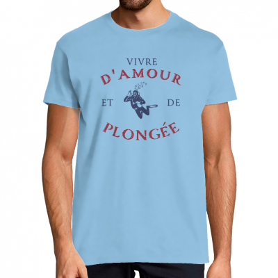 T-SHIRT VIVRE D'AMOUR ET DE PLONGÉE POUR HOMME
