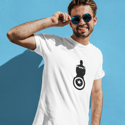 T-SHIRT L'OMBRE DE CAPTAIN AMERICA ET SON BOUCLIER HOMME