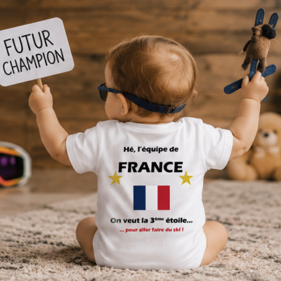 T-shirt Bébé France - La 3ème étoile pour aller faire du ski !