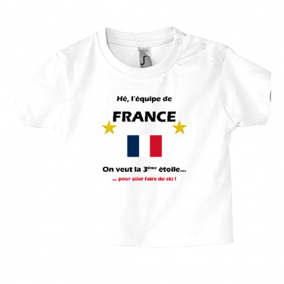 T-shirt Bébé France - La 3ème étoile pour aller faire du ski !