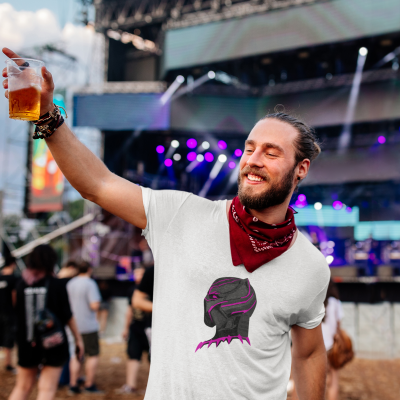 T-SHIRT PINK BLACK PANTHER HOMME