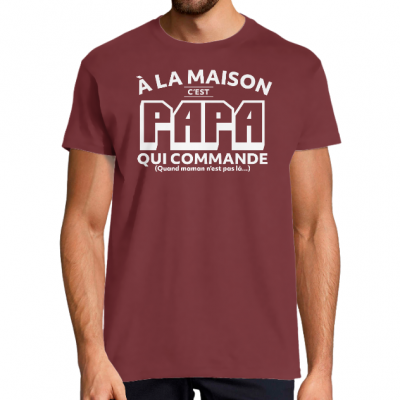 T-shirt c'est papa qui commande – Cadeau humour homme col rond