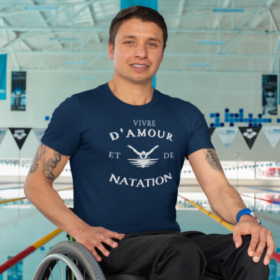 T-SHIRT VIVRE D'AMOUR ET DE NATATION POUR HOMME
