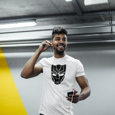 T-SHIRT BLACK PANTHER MASK HOMME