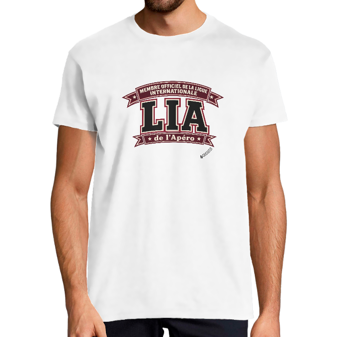 T-SHIRT HOMME "LIA - Membre officiel de la Ligue Internationale de l'Apéro" col rond 190 gr