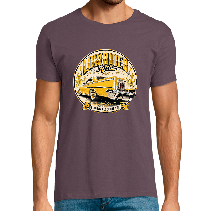 T-shirt Homme col rond REGENT FIT KLASSS "LOWRIDER Yellow Vintage"
