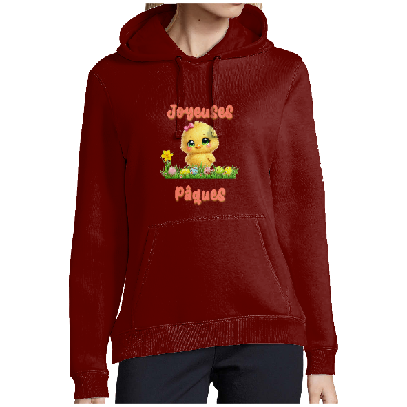  Sweat à capuche Joyeuses Pâques avec poussin  kawaii – hoodie Pâques mignon