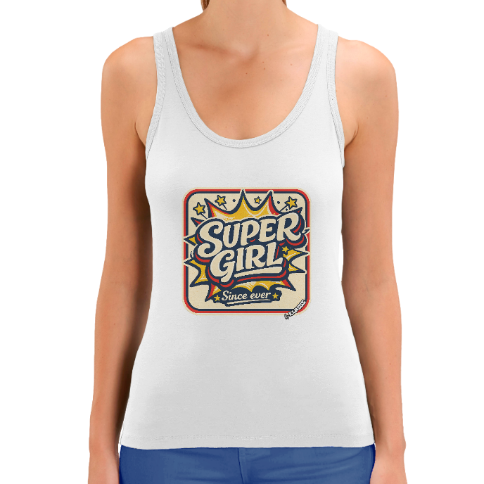 Débardeur FEMME KLASSS  "SUPER GIRL" Style Vintage, coton bio