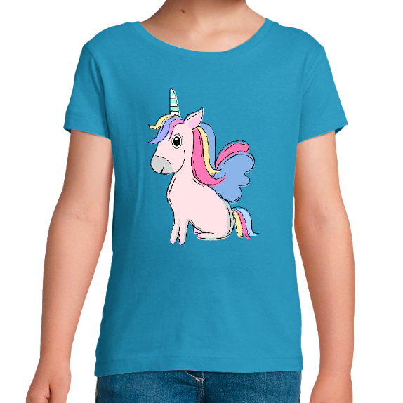 T-SHIRT LICORNE ASSISE FILLE