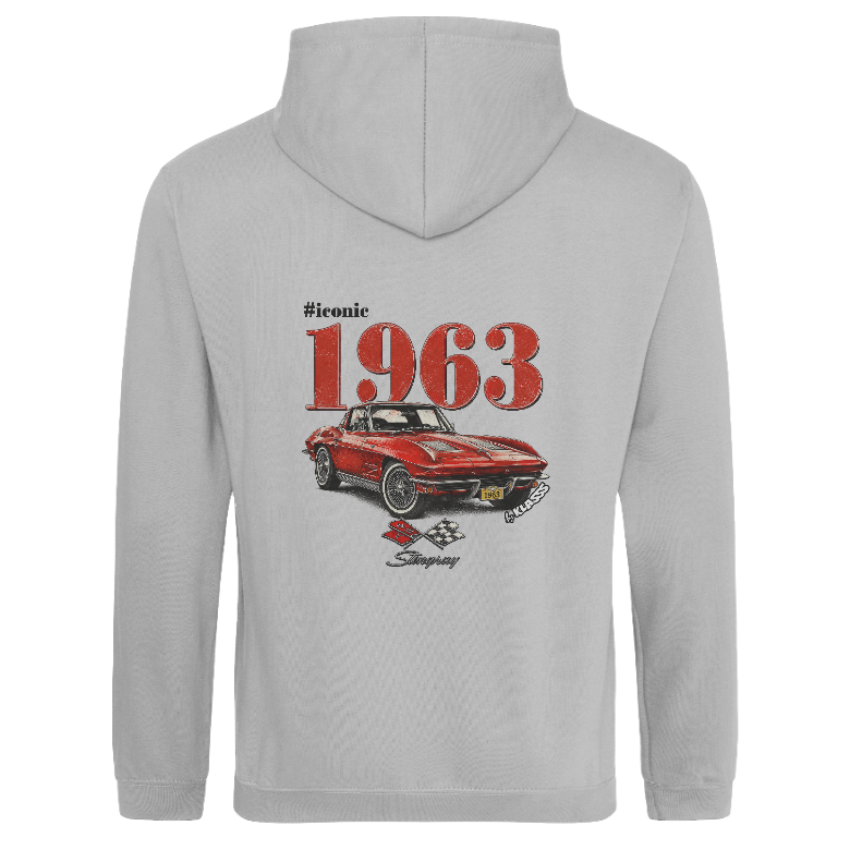 SWEAT A CAPUCHE KLASSS VINTAGE "Iconic 1963 Corvette" Style automobile - production certifiée WRAP