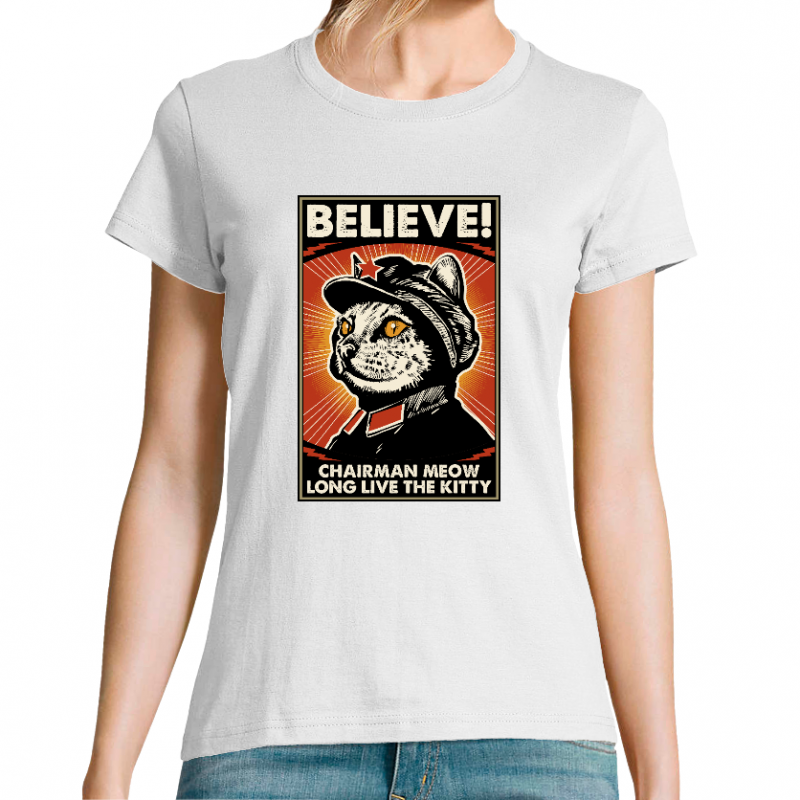 T-SHIRT VINTAGE CHAT CHAIRMAN FEMME