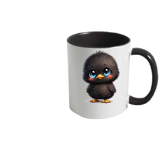 Pack cadeau Pâques mug poussin noir kawaii avec chocolats et couvercle œuf – prêt à offrir