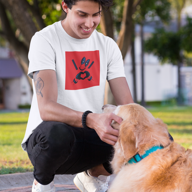 T-SHIRT HEART DEADPOOL HOMME