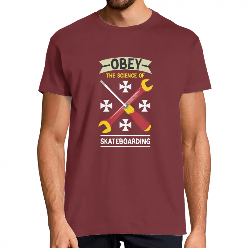 T-SHIRT OBEY THE SCIENCE OF SKATEBOARDING HOMME