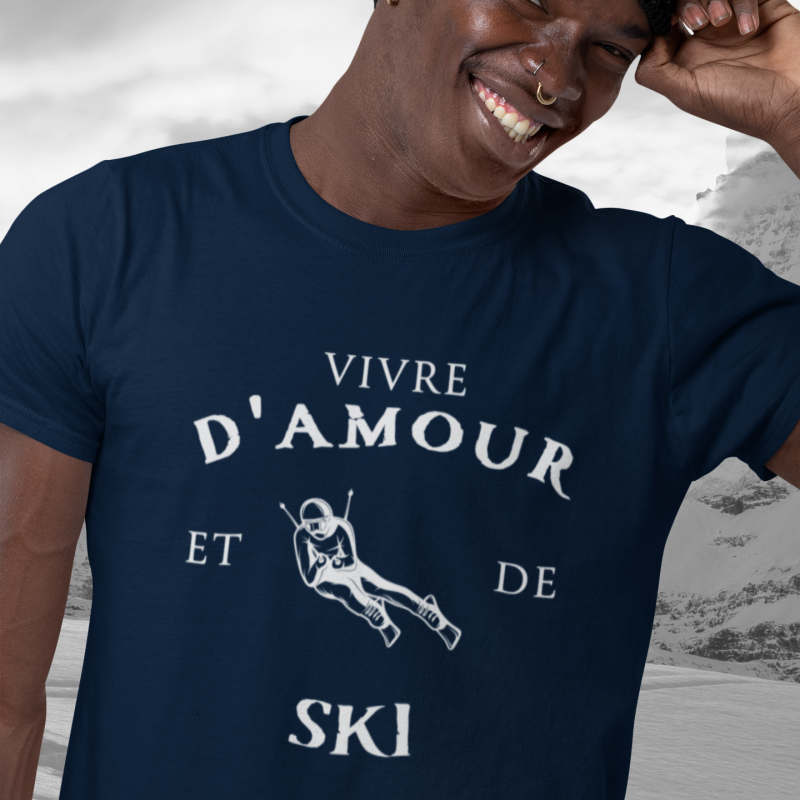 T-shirt Vivre d'amour et de ski pour Homme