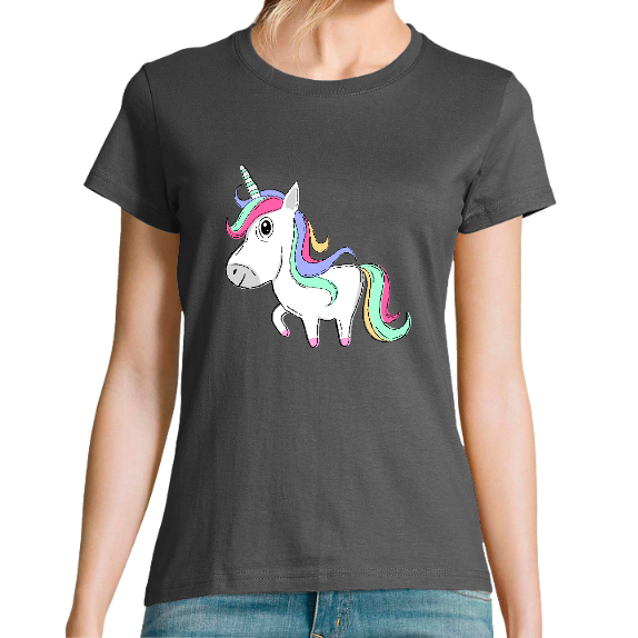 T-SHIRT LICORNE SOURIANTE FEMME